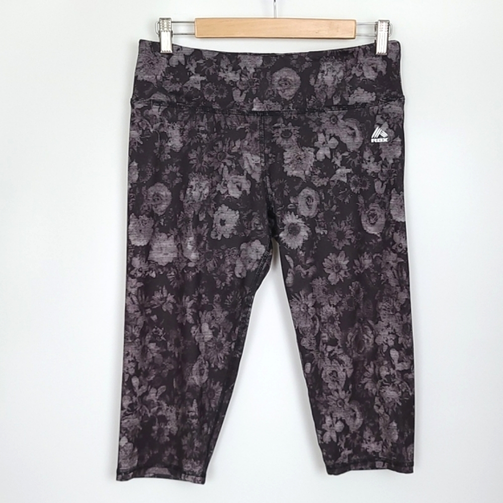 ⭐️3/ $30⭐️ RBX Women's Black Taupe Floral  Print Crop Leggings Stretch Size L